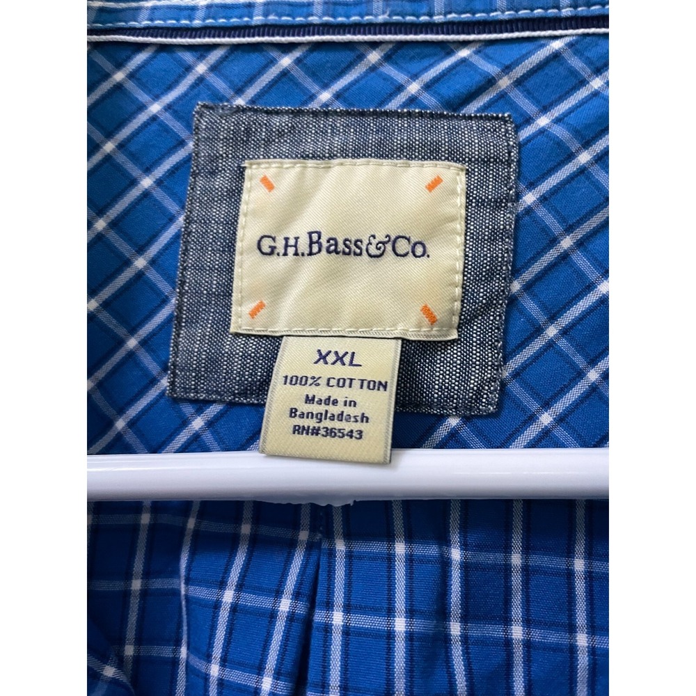 XXL Men's Button Up G.H. Bass & Co. Blue Plaid Long Sleeve Shirt - Picture 2 of 3